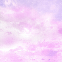 Soft watercolor painting pink sky with clouds