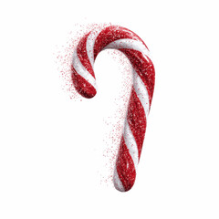 Glittering Candy Cane Dissolving Against Pink Transparent background