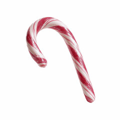 Single Red and White Candy Cane Isolated on Blue Transparent background