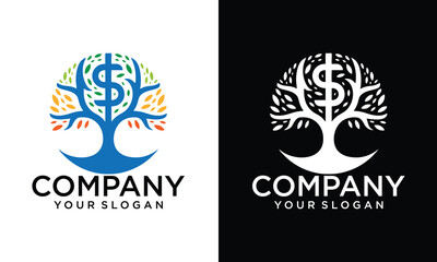 Crteative Circle tree logo icon template design. Round garden plant natural line symbol. Green branch with leaves business sign. Vector illustration.