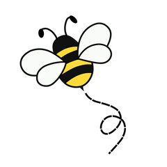  Bee flying line vector