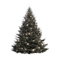 Fototapeta premium Illuminated Dark Green Christmas Tree Isolated on White Transparent background