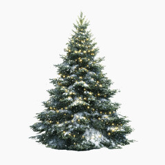 Snow-Covered Christmas Tree with Lights - Festive Winter Holiday Decoration