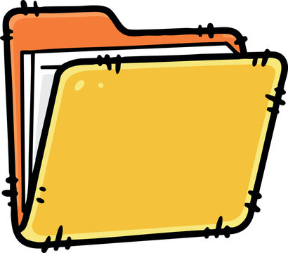 Yellow and orange folder icons for organizing files and documents in digital workspace vector illustration