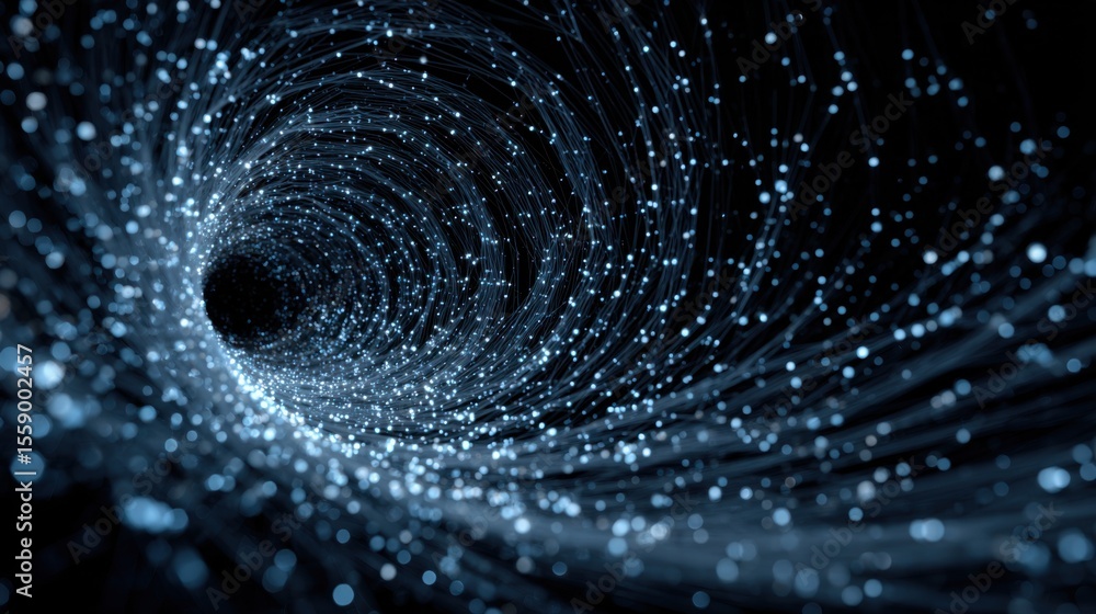 Poster a swirling tunnel filled with bright blue particles creates a mesmerizing visual effect. the vibrant