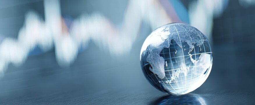 The globe reflecting financial growth trends in a modern business environment.