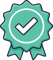 Green check mark badge icon symbol for approval and certification in vector style design