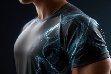 Athletic apparel showcasing innovative design with dynamic patterns and textures in modern fashion lighting