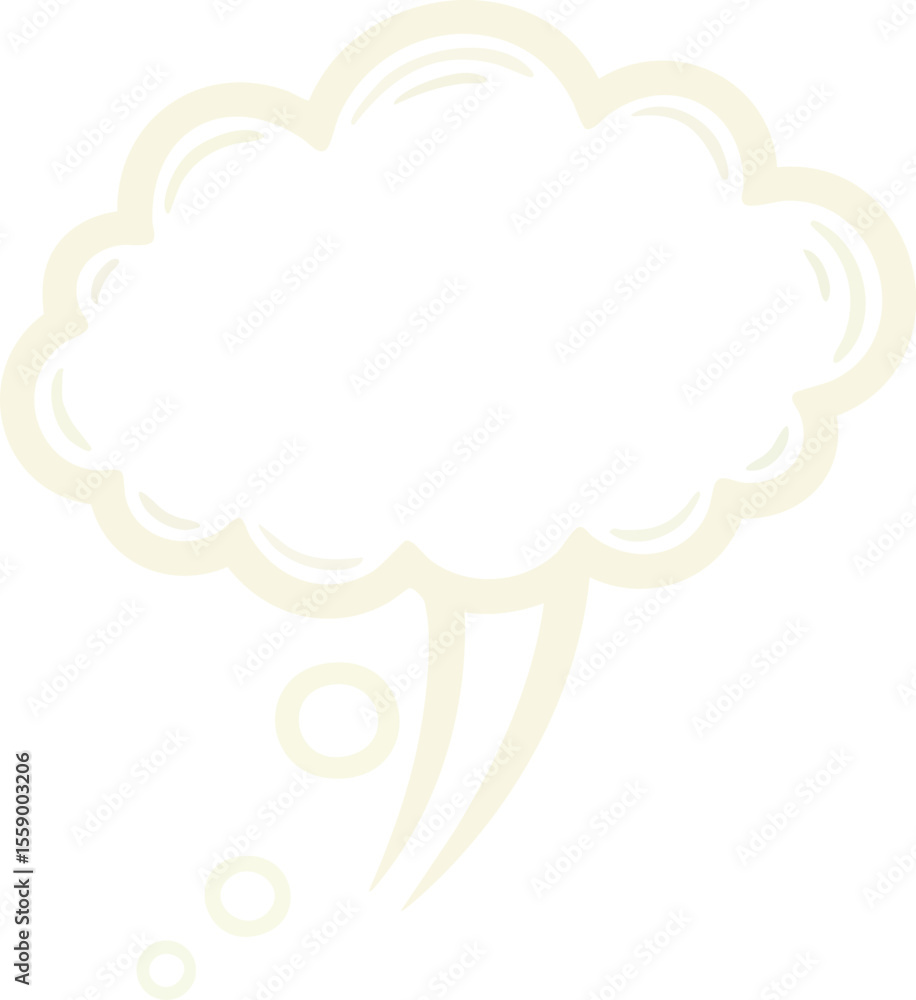 Poster thought bubble vector design with soft cream color and transparent background for creative ideas and