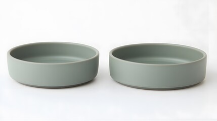 Pair of Sage Green Ceramic Bowls Minimalist Design