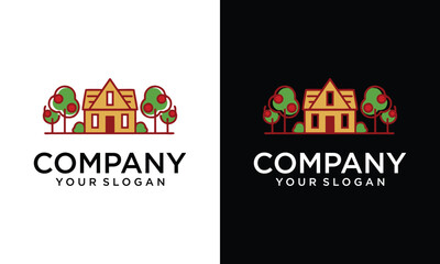 Creative Home And Tree Nature Logo Template Design Vector, Emblem, Design Concept, Creative Symbol, Icon