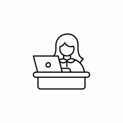 woman working laptop icon sign vector
