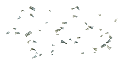 falling dollar sign isolated on white