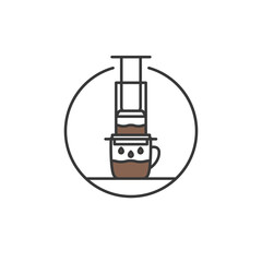 Clean Aeropress icon representing precision brewing. Ideal for indie coffee shops, manual brew menus, and specialty cafés highlighting craft preparation and flavor clarity