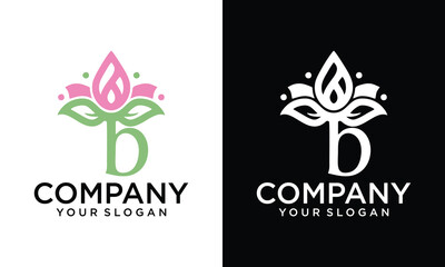 Creative Lotus flower with letter B vector design