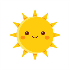 Adorable sun with smile face vector on transparent background for web and graphic design