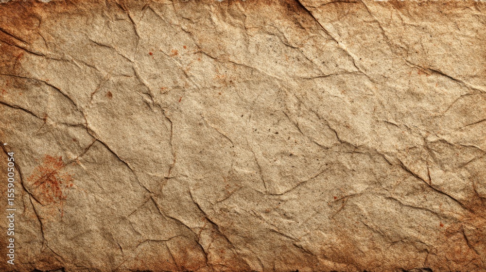 Poster a close-up view of a textured, aged paper background with visible creases and irregularities. the wa