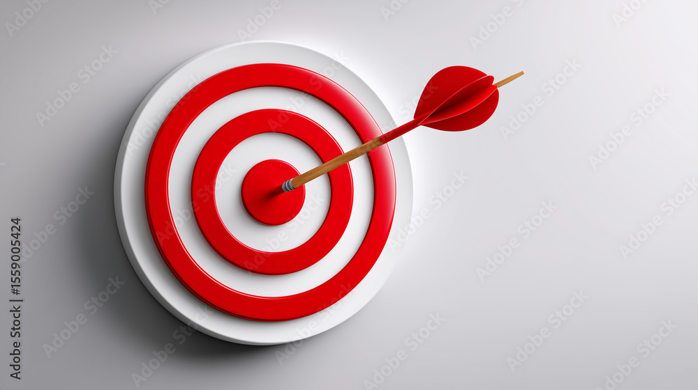 Aufkleber red dart hits center of white target showcasing accomplishment. clean composition with shadow create