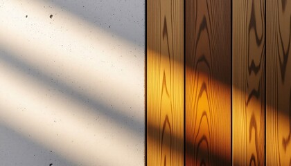 Contrasting textures Concrete and sunlit wood