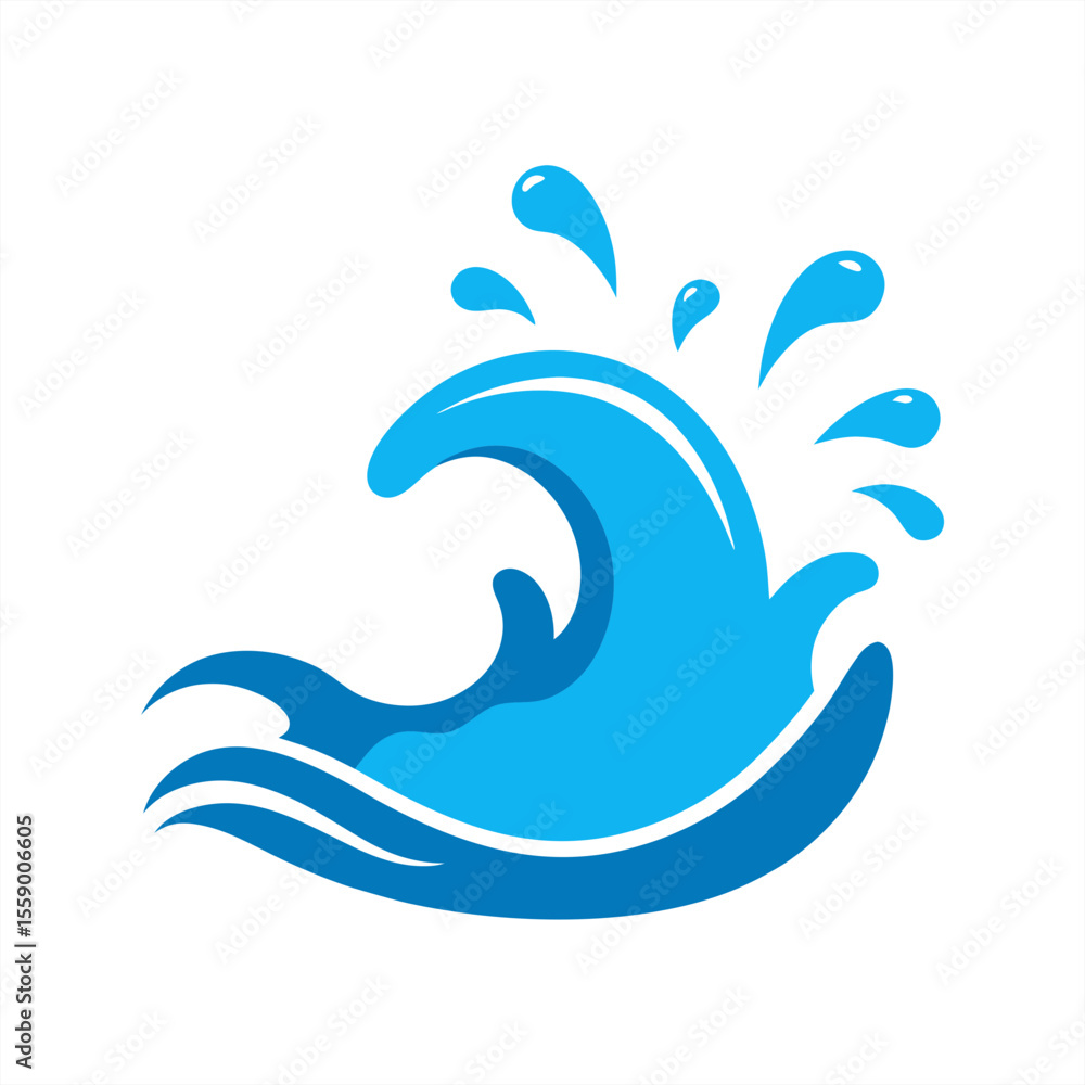 Poster bursting water splash and ripple waves vector clip on transparent background for web and graphic des