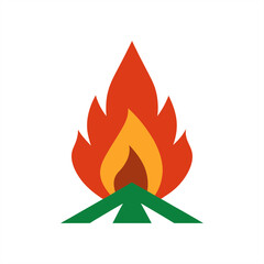 Camping fire vector illustration on transparent background for web and graphic design