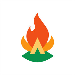 Camping fire vector illustration on transparent background for web and graphic design