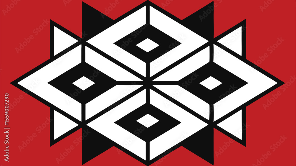 Aufkleber abstract geometric design with red background suitable for modern graphic design projects