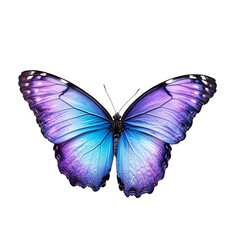 Fototapeta premium Blue purple butterfly isolated on black background vibrant insect wings nature beauty
