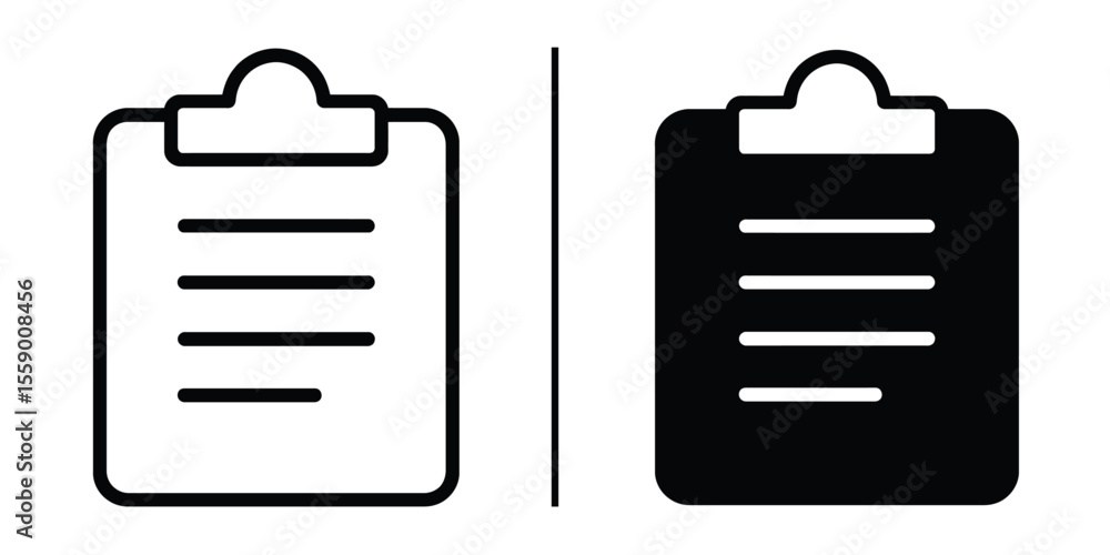 Poster clipboard concepts: two contrasting clipboards side by side, highlighting different styles of note-t