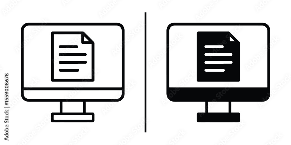 Poster digital document icons: clean, modern document icon displayed on a computer screen, offering a glimp