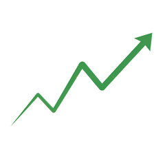 Obraz premium Green arrow graph line chart moving up concept of stock market business growth isolated on transparent background