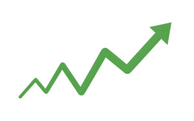 
Green arrow graph line chart moving up concept of stock market business growth isolated on transparent background