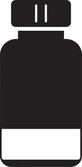 Vaccine Bottle Vector | Flat Black Silhouette Illustration Vector Format