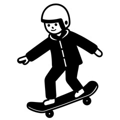 Fototapeta premium Skateboarder wearing helmet riding skateboard silhouette vector illustration