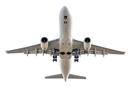 Commercial airplane underside view isolated on transparent background - Powered by Adobe