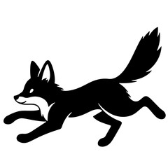 Running fox black silhouette, vector illustration isolated on white background