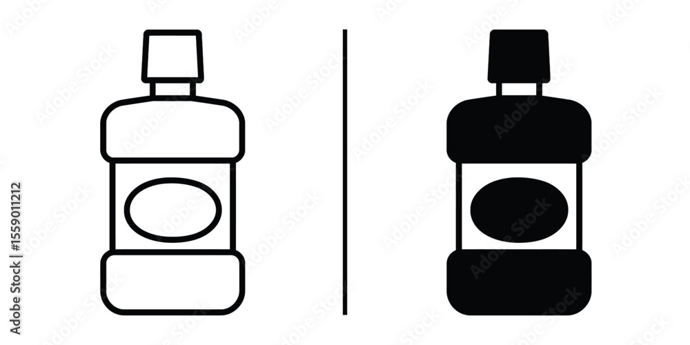 Fototapete bottles icon set: two bottles one in bold outline and fill version with a simple and modern look