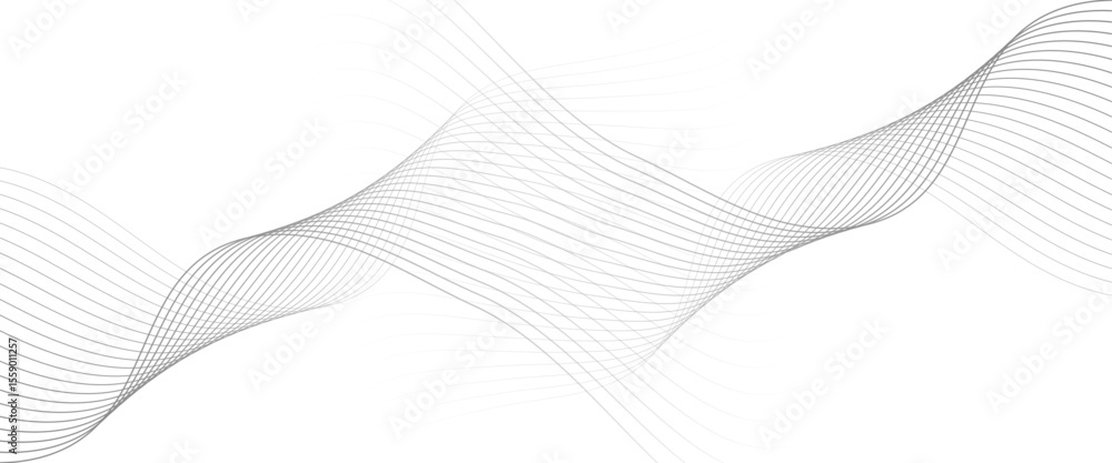 Poster vector modern wave line smooth and particle gray wave curve lines abstract background with flowing.