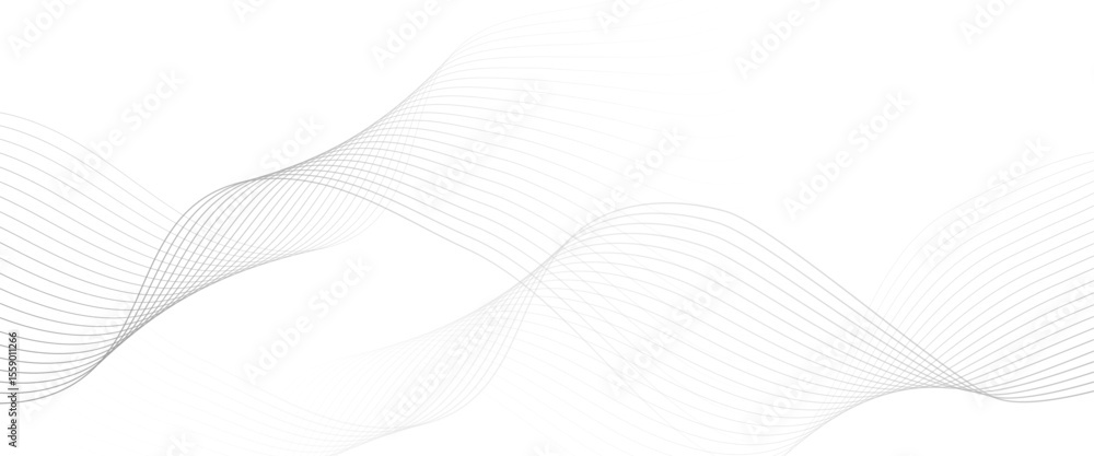 Poster vector modern wave line smooth and particle gray wave curve lines abstract background with flowing.
