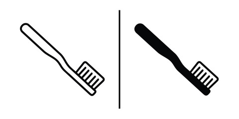 Toothbrush Illustration: a side-by-side illustration of a single toothbrush, presented in both outlined and filled-in styles, conveying the essential tools of oral hygiene.