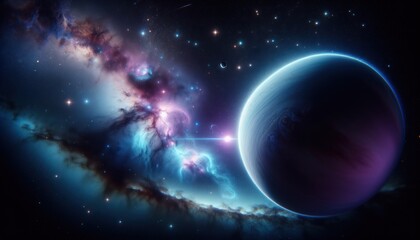 Obraz premium Majestic Planet and Nebula in Cosmic Wonder