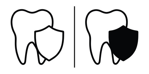 Dental Shield: Protecting a Tooth with a Shield: A minimalist illustration depicting a tooth shielded with a protectable barrier, emphasizing the importance of dental health and defense.