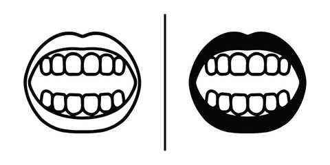 Teeth Silhouette: A striking monochrome visual depicting open mouth showing teeth, a clean and straightforward representation perfect for dental-related concepts.