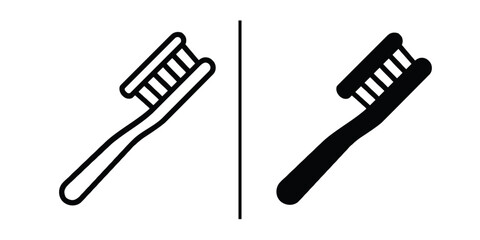 Toothbrush Icon in Contrast:  Two distinct toothbrush icons are presented, showcasing a clean design with minimalist appeal for oral hygiene and dental care.