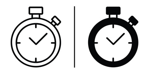 Stopwatch Time: Depicting a stopwatch in outline and filled styles, this image signifies precision timing, deadlines, and the relentless march of seconds in business and sports alike.