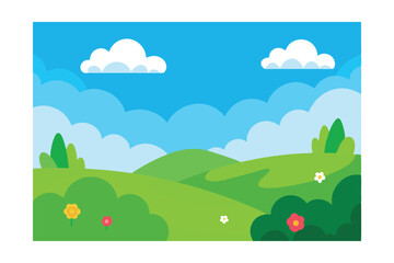 Obraz premium Serene Rolling Hills Landscape A Picturesque Spring Meadow Scene