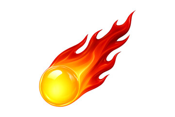 3D Glowing Meteor Fireball with Red Flames on Transparent Background