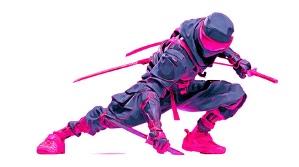Fototapeta premium A cyber ninja with dual blades