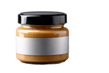 Smooth Nut Butter in Glass Jar with Black Lid and Silver Label for Natural Food and Cooking Use in Stylish Presentation and Healthy Ingredient Options