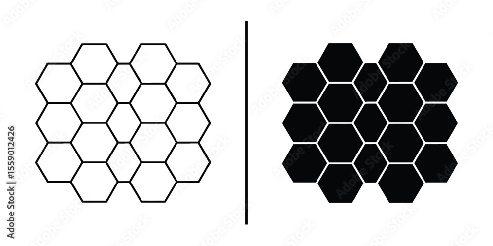 Poster hexagonal contrast: an abstract composition with black and white hexagonal shapes showcases the inte